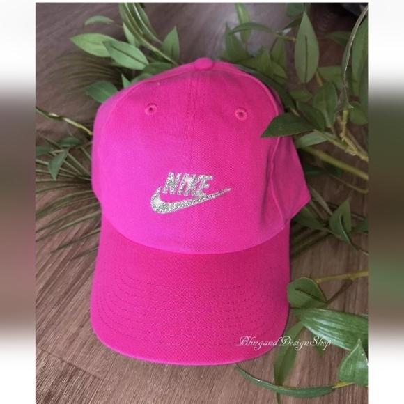 Pink Nike Hat H86 Cotton Adjustable Cap made with Swarovski Crystals NWT - Picture 4 of 6